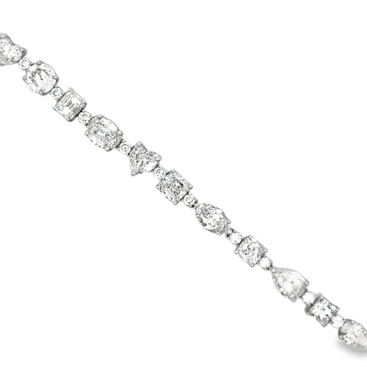 19.45 CTW Diamond Multi-Shape 18K White Gold Bracelet