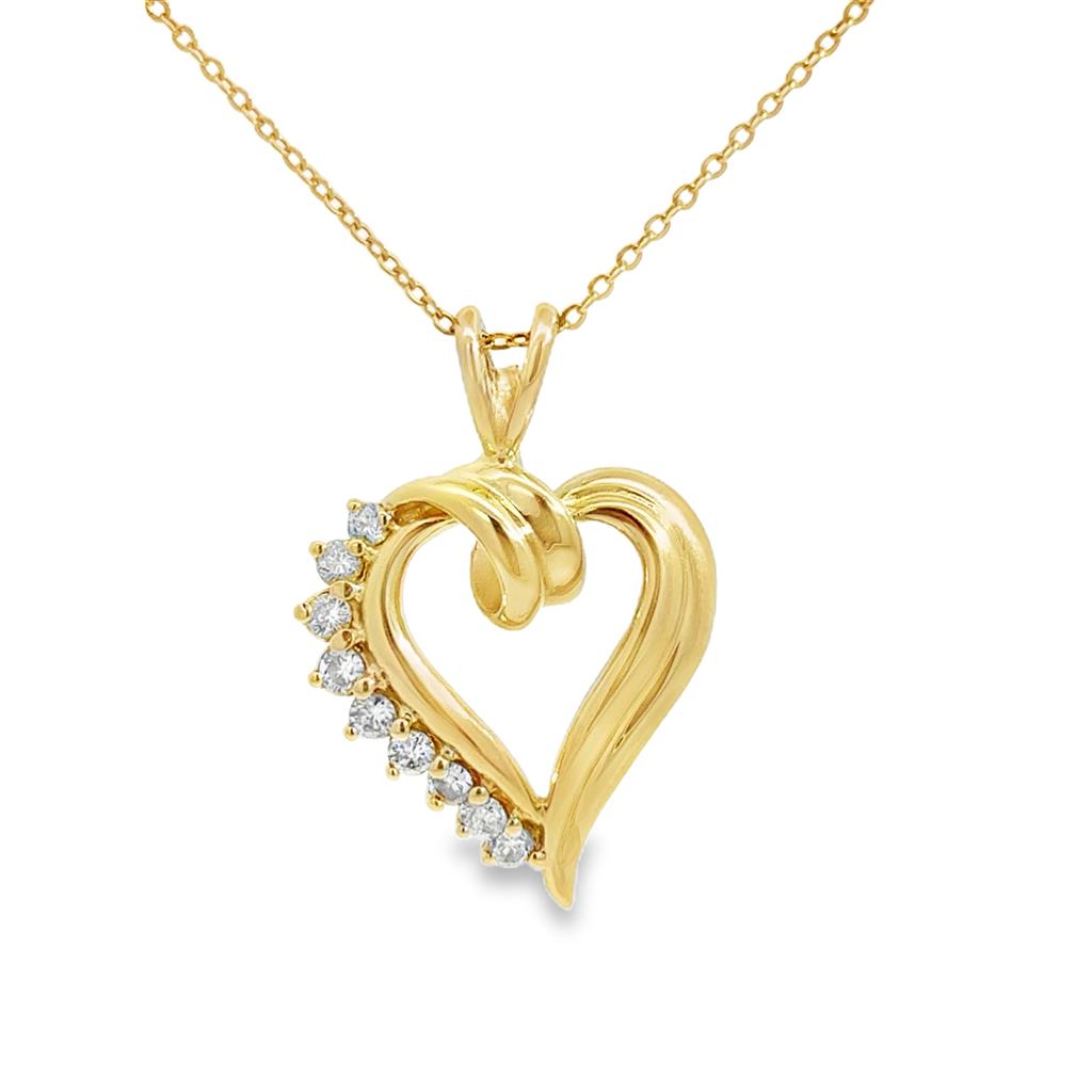 0.25 CTW Diamond 14K Yellow Gold Heart Pendant Necklace