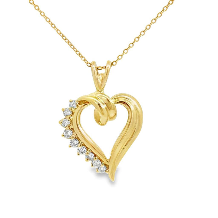 0.25 CTW Diamond 14K Yellow Gold Heart Pendant Necklace