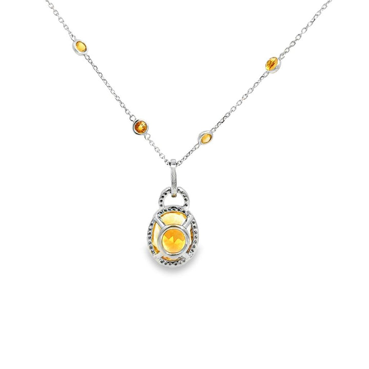 Oval Citrine & 0.15 CTW Diamond Pendant Necklace in 14K White Gold – Citrine-by-the-Inch Chain