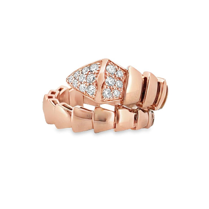 0.25 CTW Diamond Snake Motif Flexible Ring in 14K Rose Gold