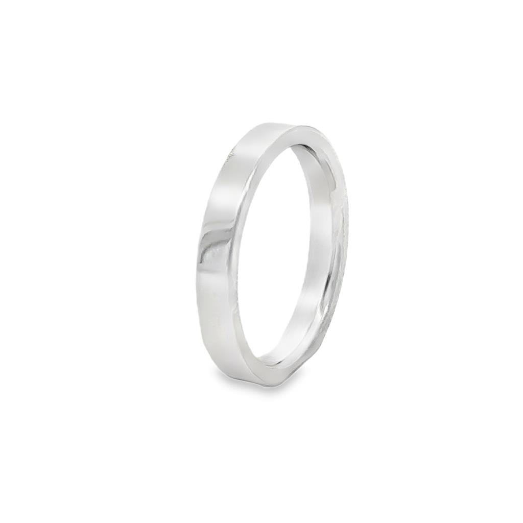 14K White Gold 3mm Flat Comfort Fit Wedding Band