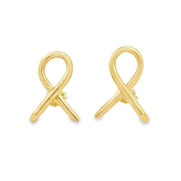 14K Yellow Gold Ribbon Earrings
