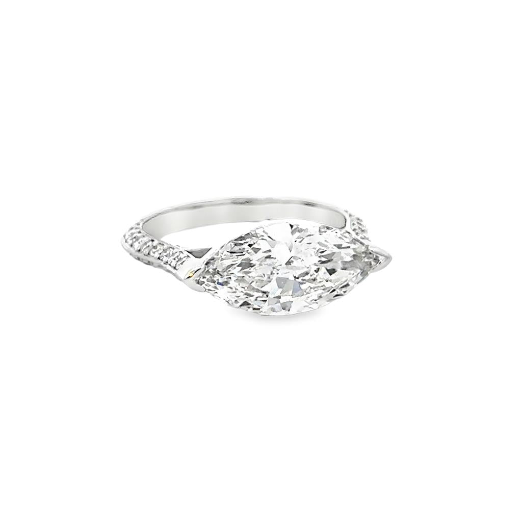 2.40 CT Marquise Diamond East-West Engagement Ring, GIA F SI2