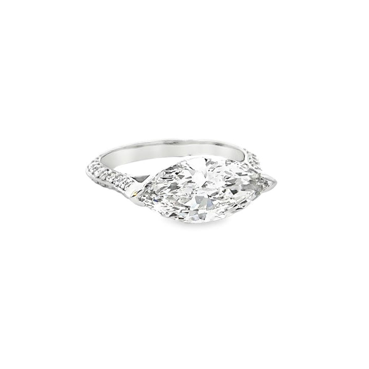 2.40 CT Marquise Diamond East-West Engagement Ring, GIA F SI2