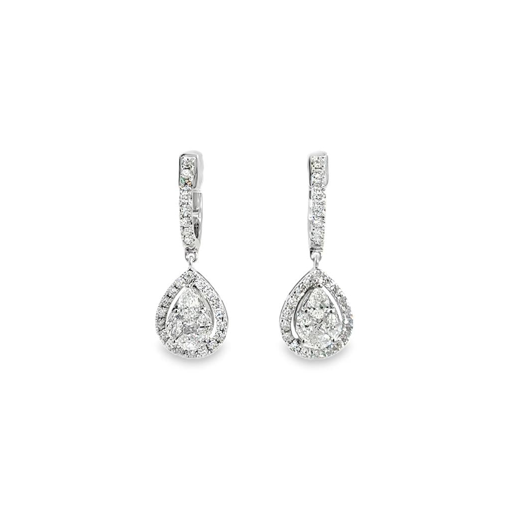 1.35 CTW Diamond 14K White Gold Drop Earrings