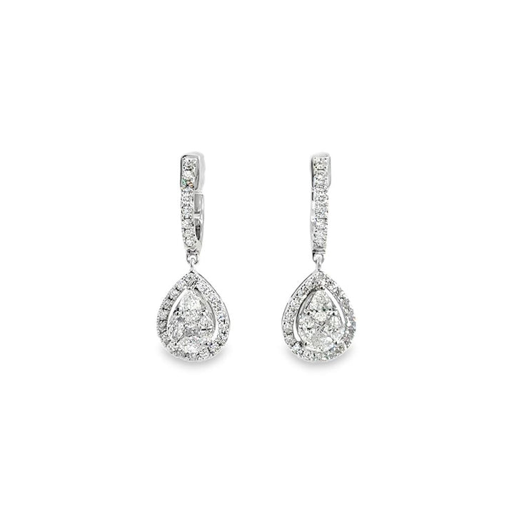 1.35 CTW Diamond 14K White Gold Drop Earrings