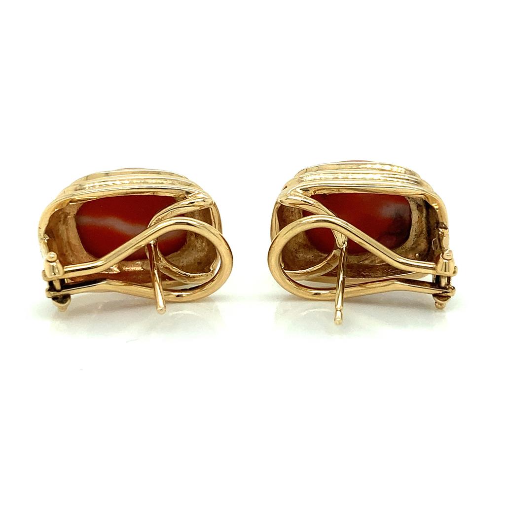 Sal Praschnik 18K Yellow Gold Cabochon Coral Earrings