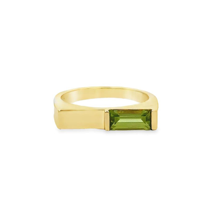Pre-Owned Geometric Peridot 14K Yellow Gold Band Ring
