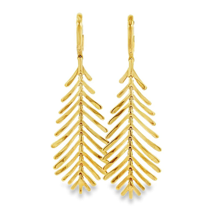 0.98 CTW Diamond Sydney Garber Feather Earrings in 18K Yellow Gold
