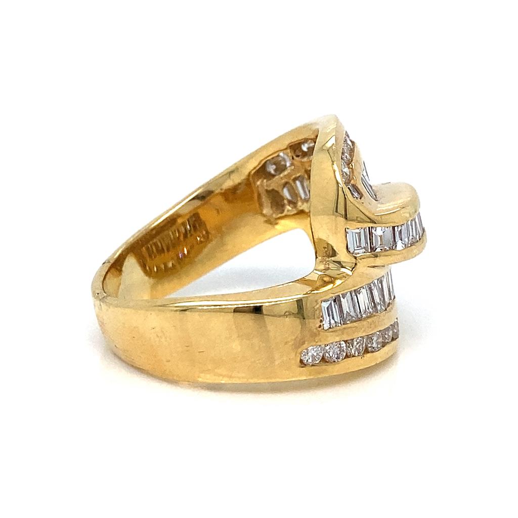 2.50 CTW Baguette and Round Diamond 14K Yellow Gold Cluster Ring