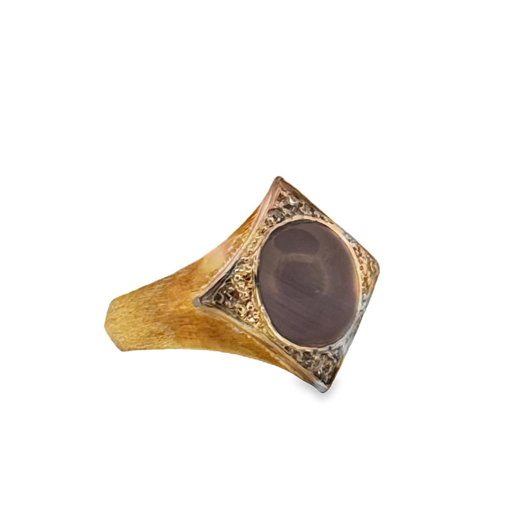 Vintage Unheated Star Sapphire & Diamond Ring, Platinum & 18K Yellow Gold