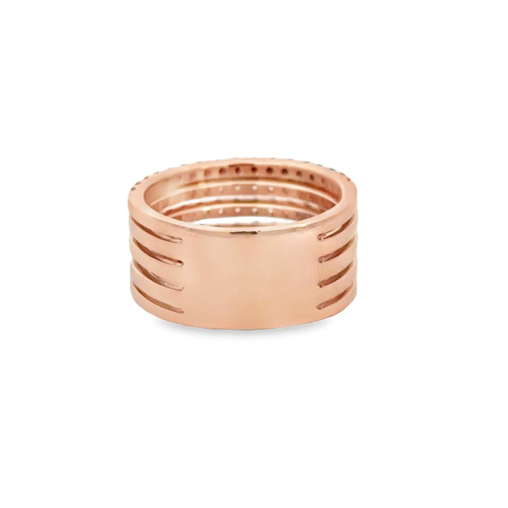 1.50 CTW Black, White & Champagne Diamond Le Vian 14K Rose Gold Wide Band Ring
