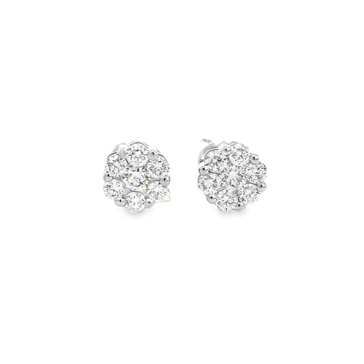 0.71 CTW Diamond Floral Stud Earrings – 18K White Gold, 7mm