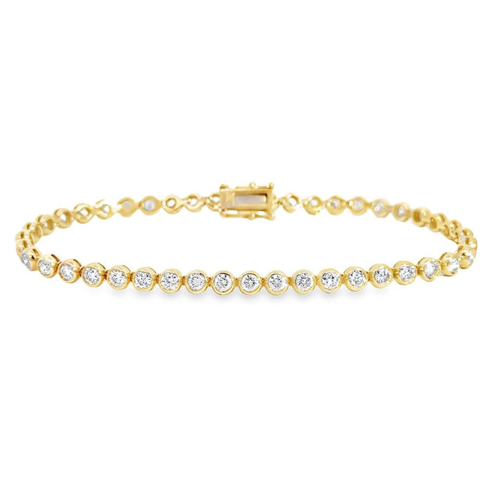 3.23 CTW Diamond 14K Yellow Gold Bezel Set Tennis Bracelet