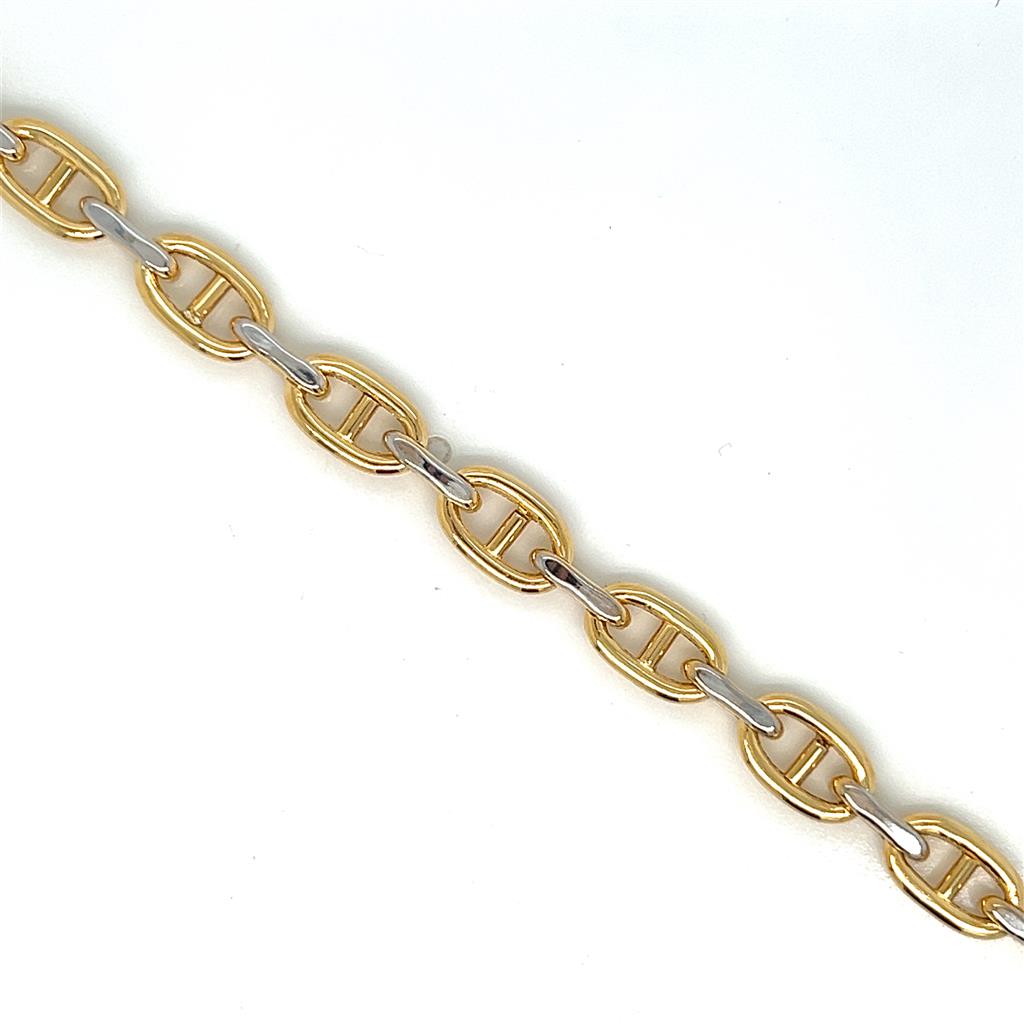 Doves 18K Yellow and White Gold Mariner Link Bracelet