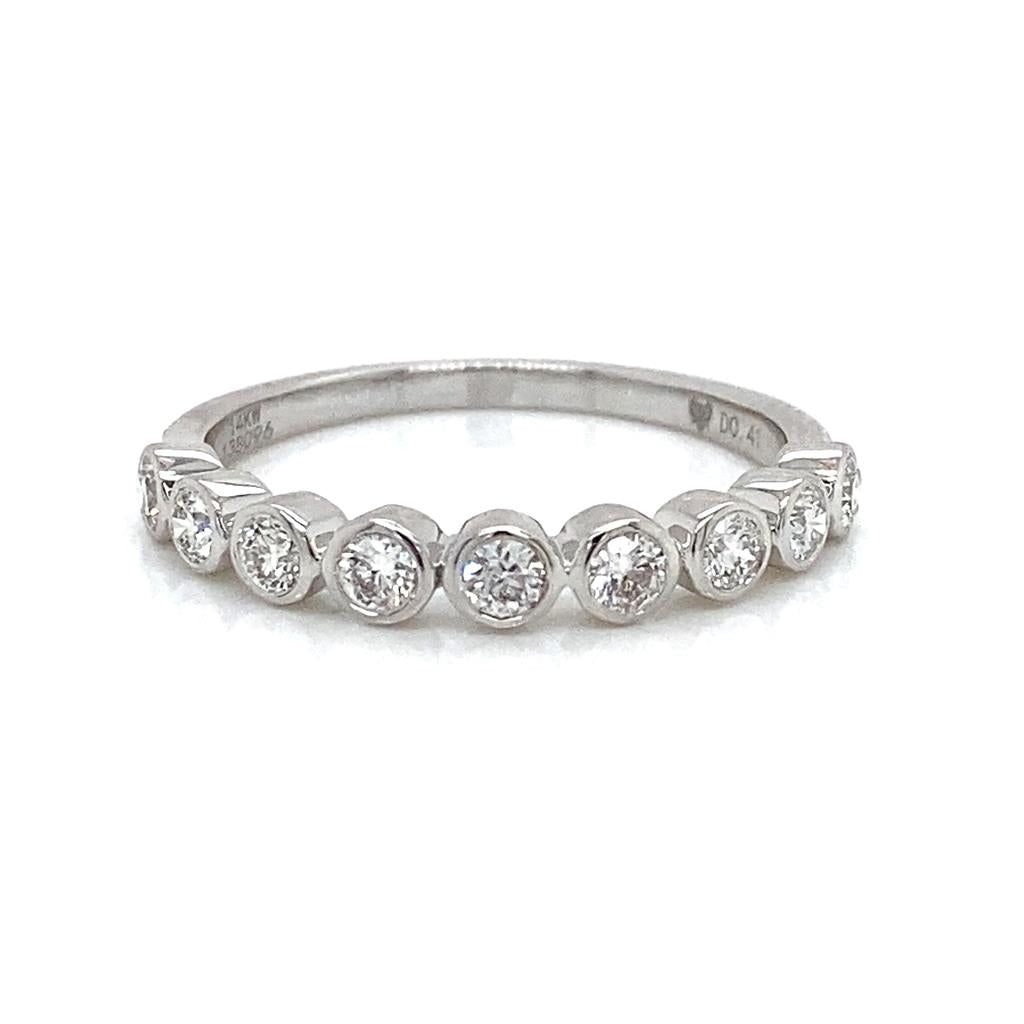 0.38 CTW Round Diamonds 14K White Gold 9-Stone Bezel Set Ring