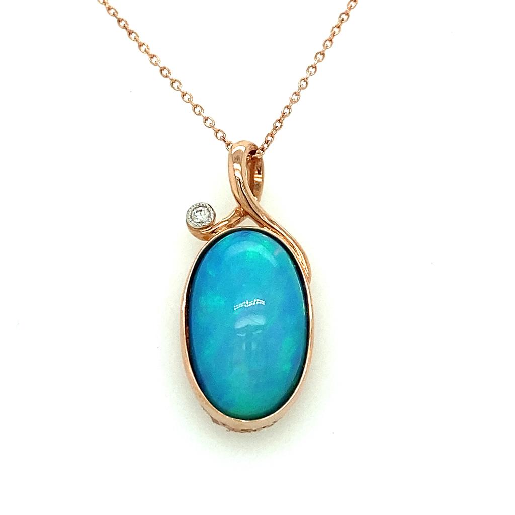 Cabochon Opal Rose Gold Necklace