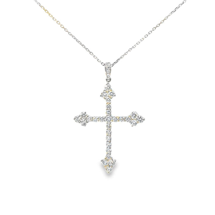 1.28 CTW Diamond 18K Yellow Gold Large Cross Pendant Necklace
