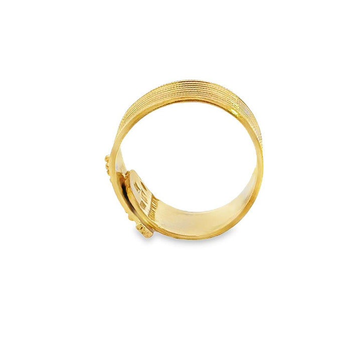 18K & 22K Yellow Gold 9.5mm Ribbed Texture Band Ring