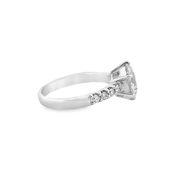 2.53 CT Lab Grown Diamond & Natural Diamond 18K White Gold Engagement Ring