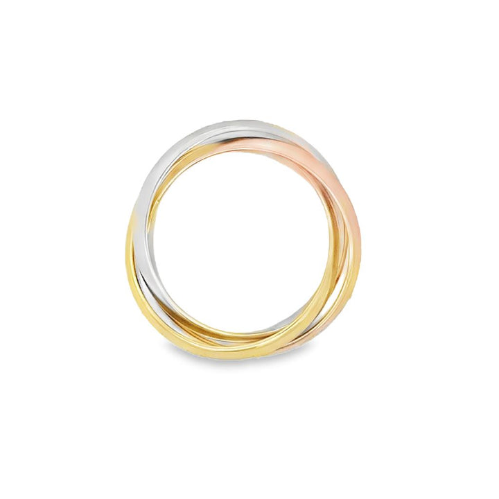 Pre-Owned Cartier 18K Yellow, White & Rose Gold Rolling Ring – Size 5.75