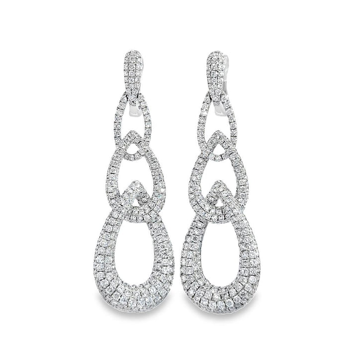5.60 CTW Diamond Pavé 18K White Gold Drop Earrings