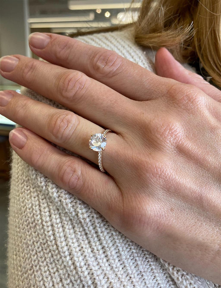 Hidden Halo Micro Pavé Engagement Semi-Mount Ring in 18K Rose Gold