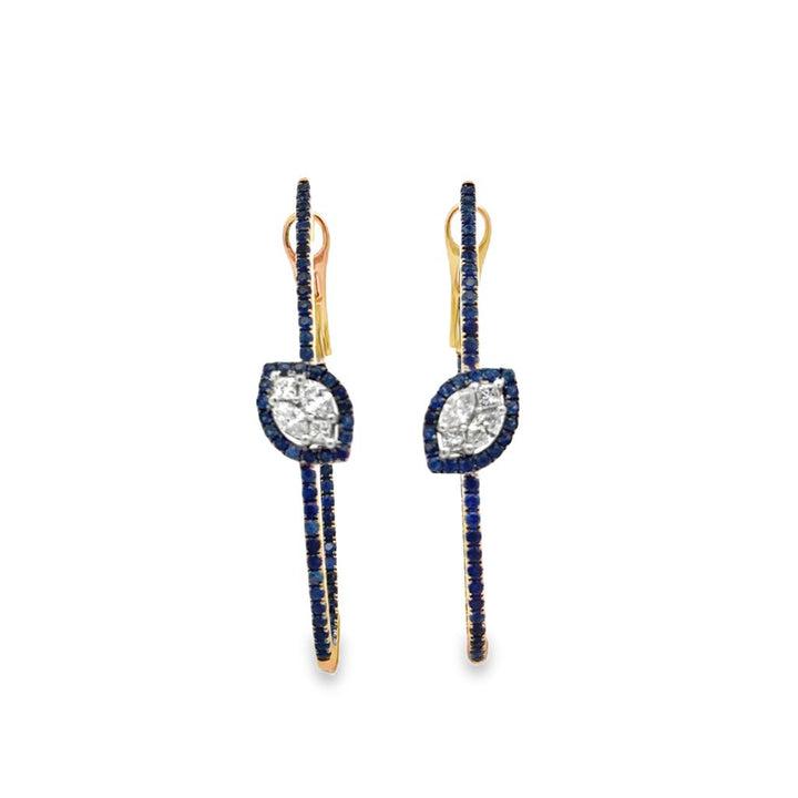 Diamond & Sapphire 18K Rose Gold Elongated Hoop Earrings