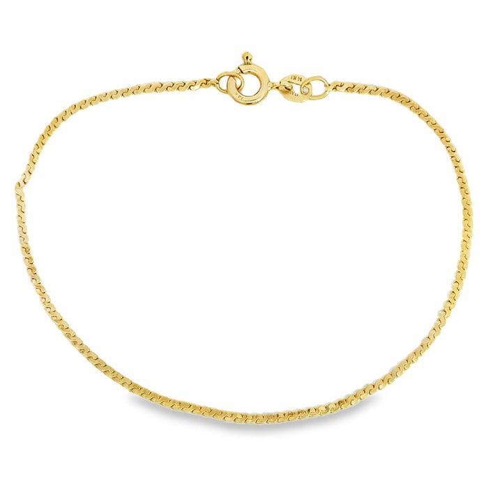 14K Yellow Gold 1.3MM Flat Curb Chain Bracelet – 7.5"