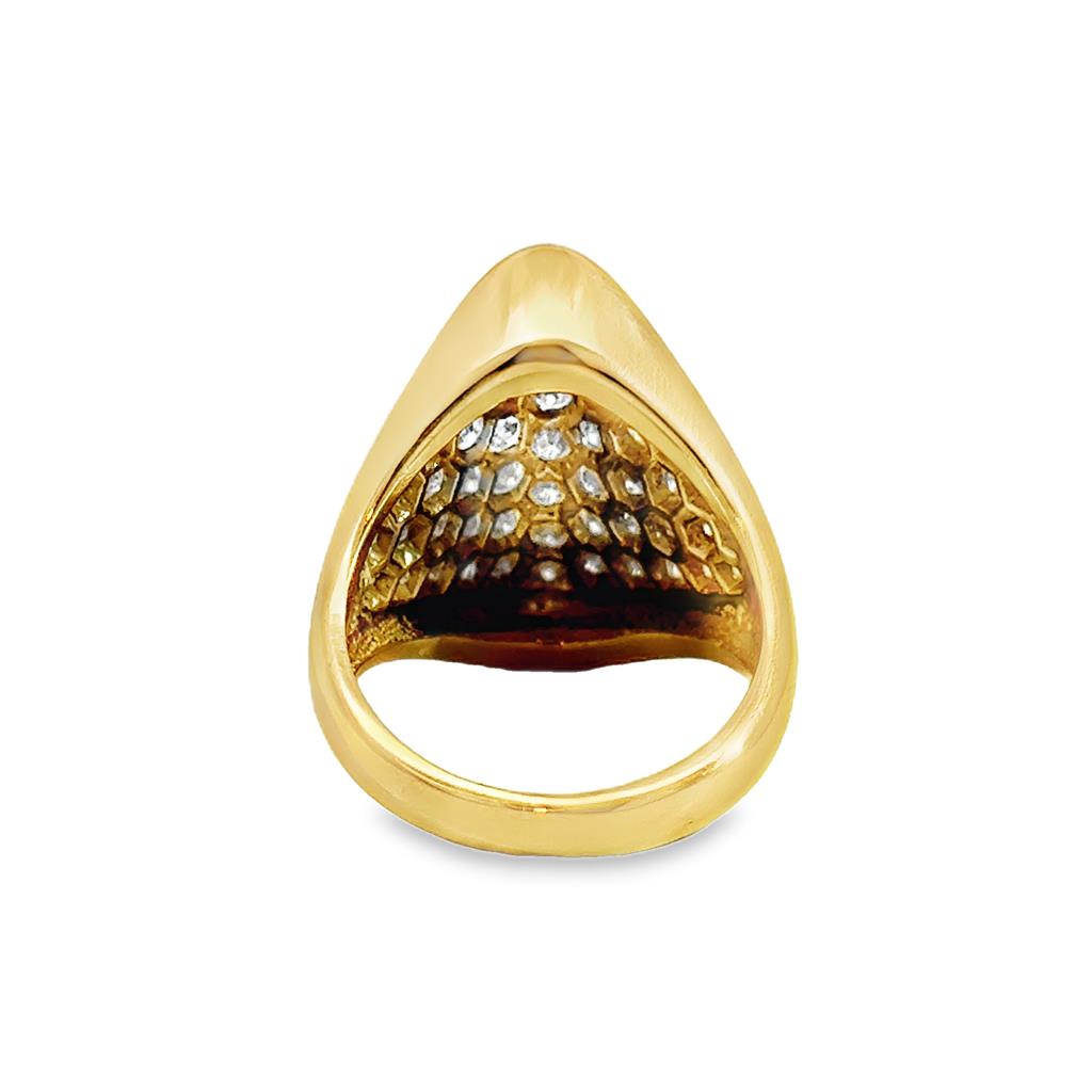 1.40 CTW Diamond Triangular Pavé 14K Yellow Gold Ring