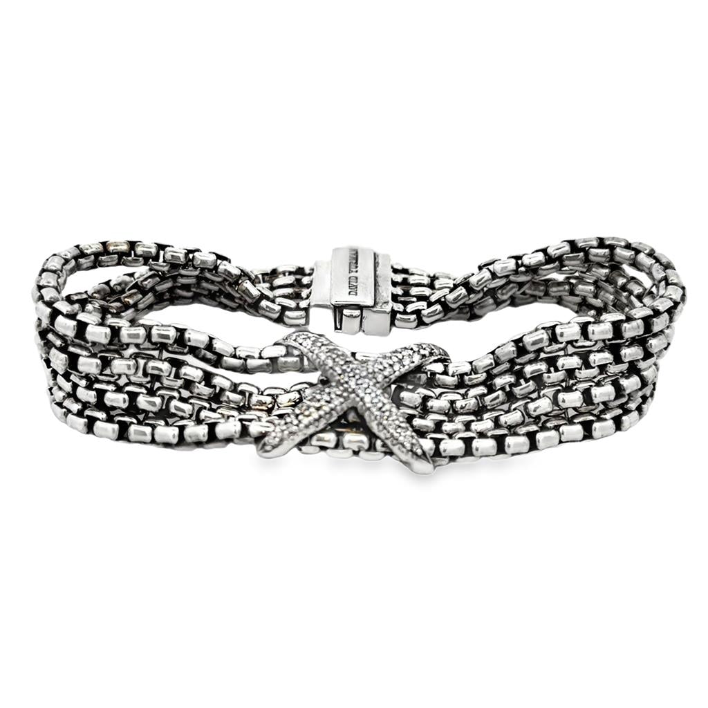 Pre-Owned David Yurman Diamond Sterling Silver Multi-Chain Bracelet – 7.5"