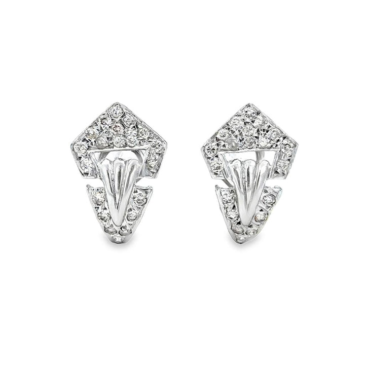 0.42 CTW Diamond 18K White Gold Vintage-Inspired Earrings