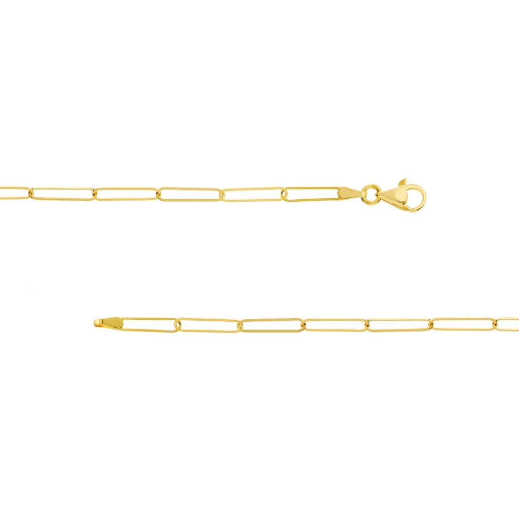 3.4mm Yellow Gold Paper Clip Chain Necklace