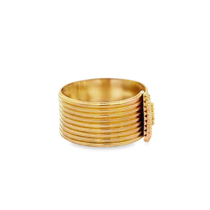 18K & 22K Yellow Gold 9.5mm Ribbed Texture Band Ring