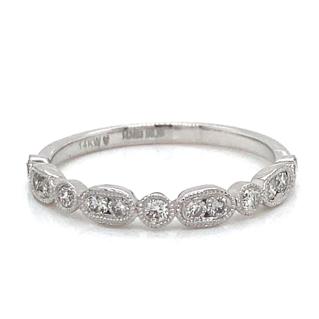 0.27 CTW Round Diamonds 14K White Gold Milgrain Detail Ring