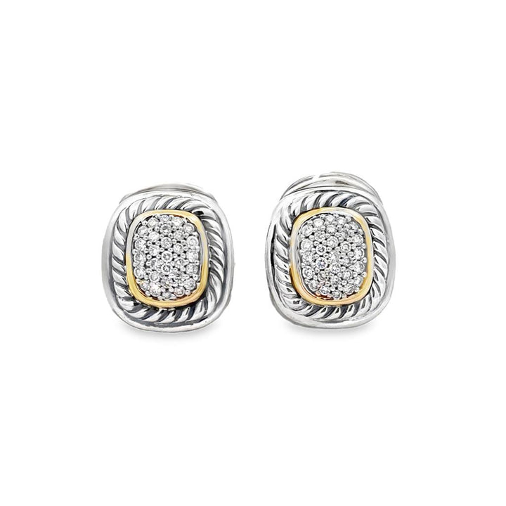 Pre-Owned David Yurman 0.50 CTW Diamond Sterling Silver & 18K Yellow Gold Earrings