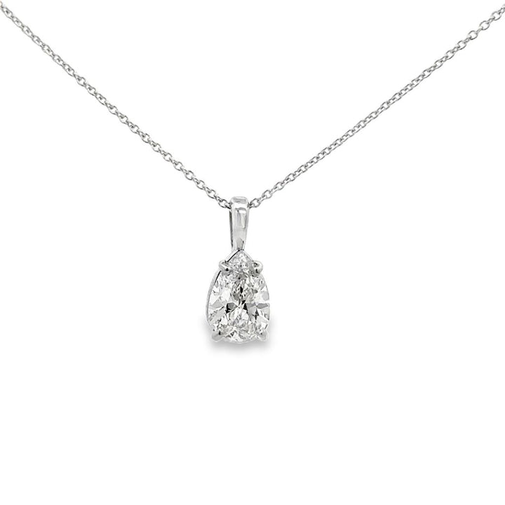1.06 CT Pear Diamond Solitaire Pendant – 14K White Gold, GIA Certified