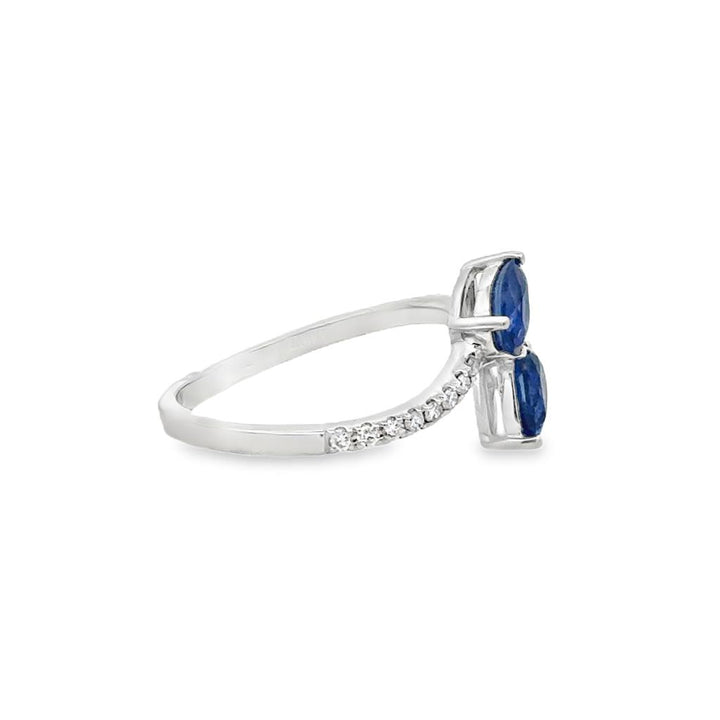 1.00 CTW Pear Sapphire & 0.14 CTW Diamond 14K White Gold Bypass Ring