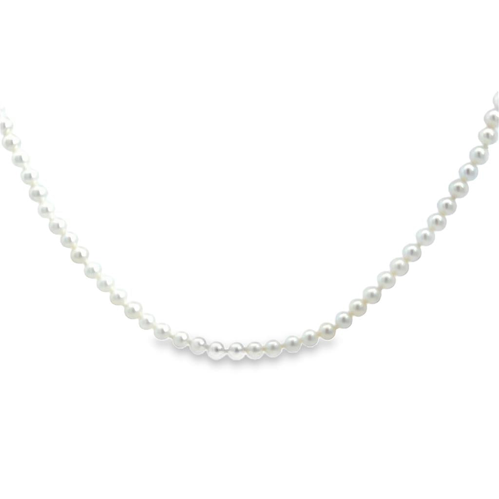 3.50mm White Pearl 14K Yellow Gold Clasp Strand Necklace – 18"