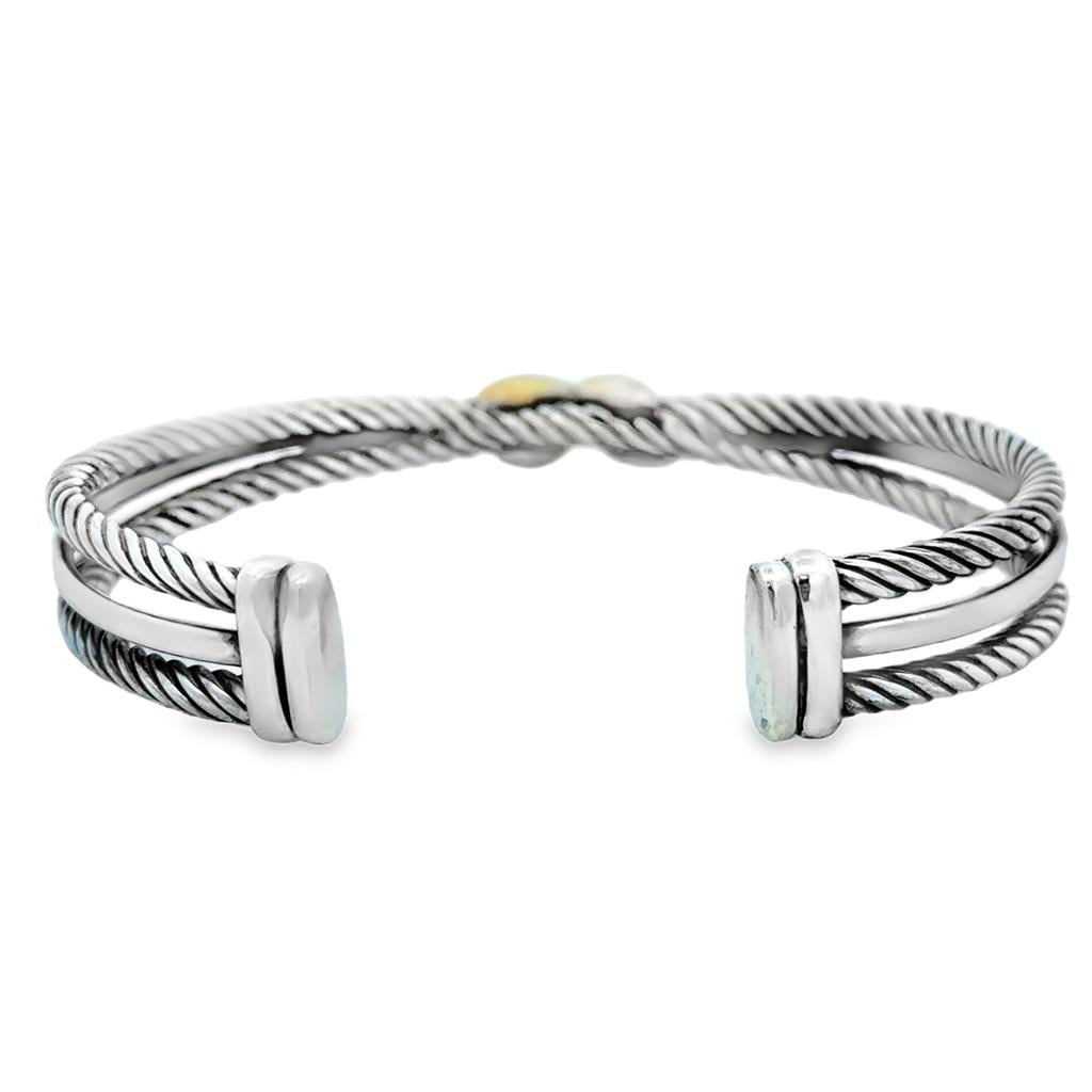 Pre-Owned David Yurman Sterling Silver & 18K Yellow Gold Cuff Bracelet – 6.5mm