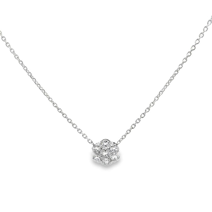 Van Cleef & Arpels ~ Approx 1.00 CTW Diamond 18K White Gold Floral Station Necklace