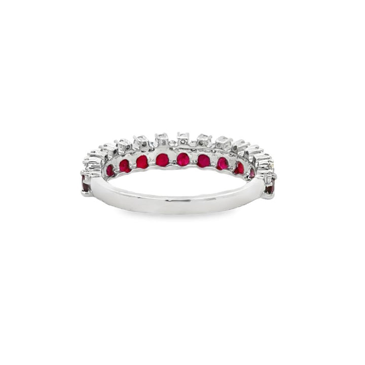 0.31 CTW Diamond and Ruby Stacking Band 14K White Gold