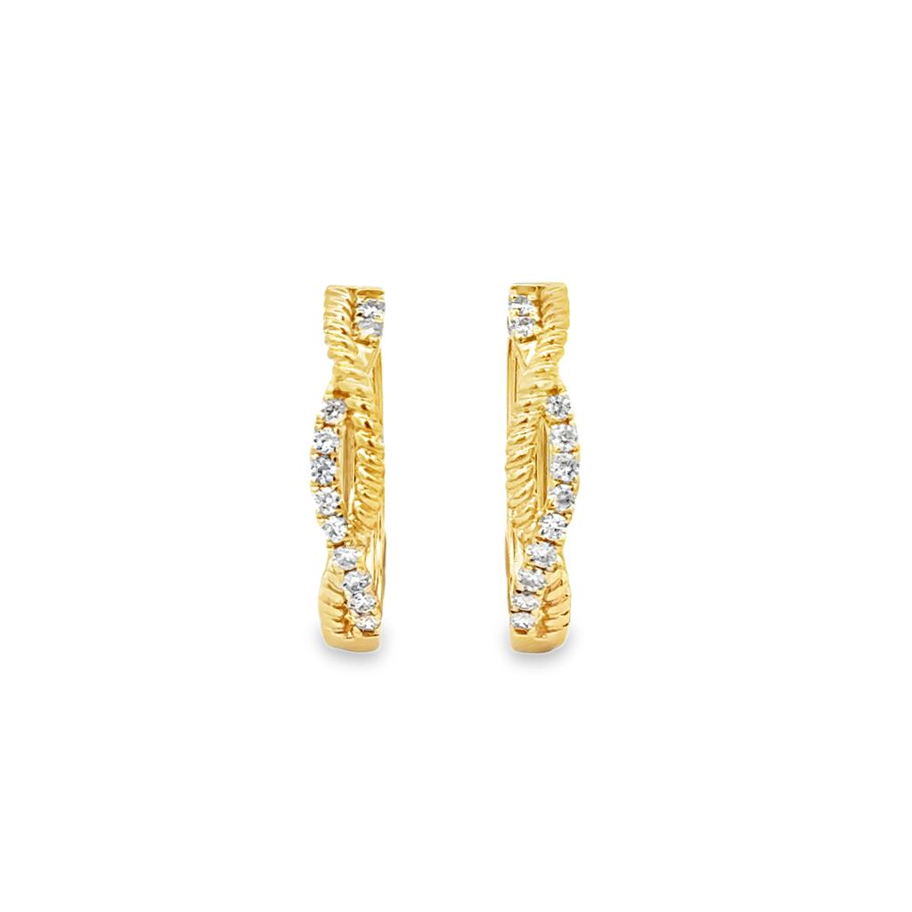 0.28 CTW Diamond 14K Yellow Gold Twist Hoop Earrings