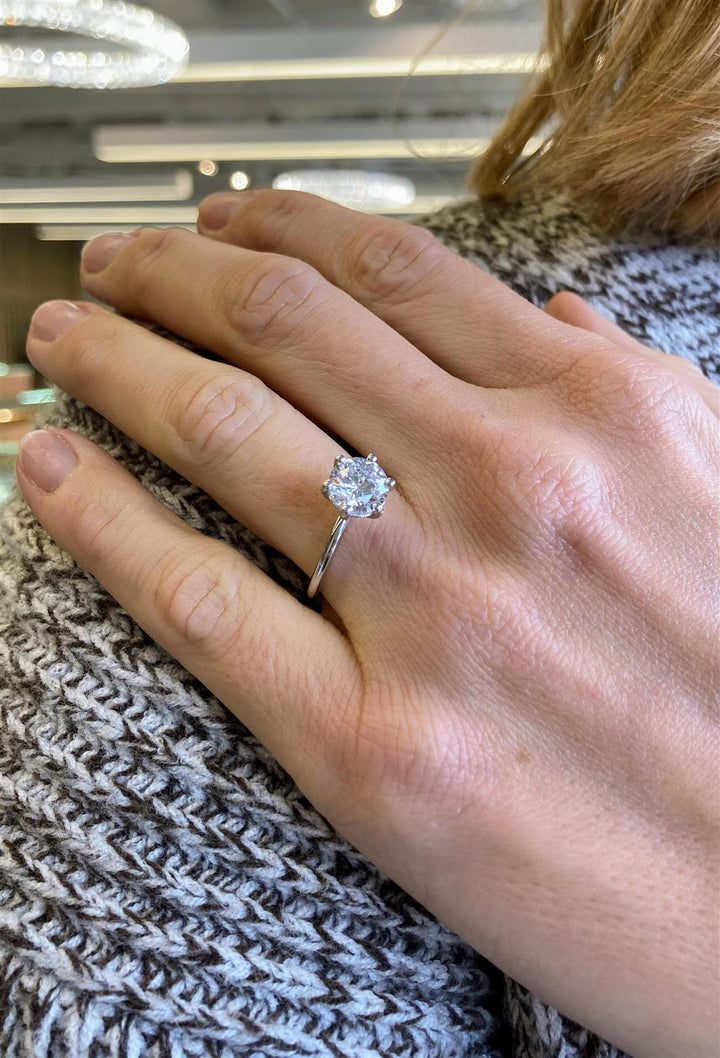Hidden Halo Engagement Semi-Mount Diamond 18K White Gold Engagement Ring