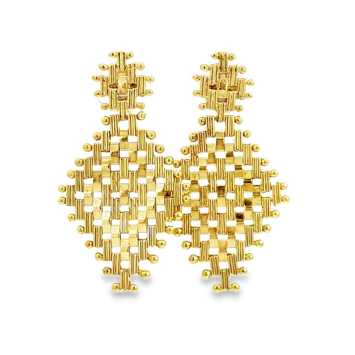 14K Yellow Gold Mesh Dangle Earrings