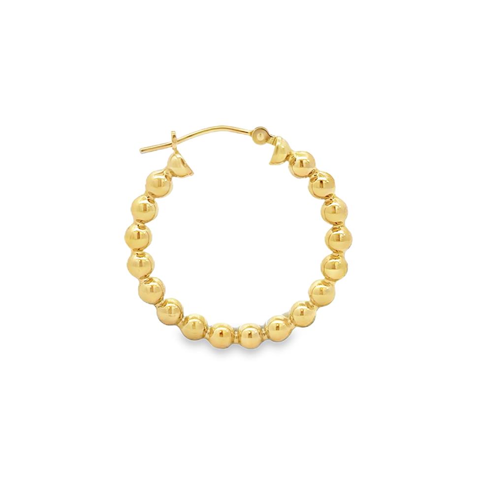 Pre-Owned 14K Yellow Gold Ball Hoop Earrings – 1"
