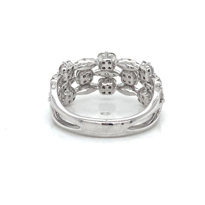1.25 CTW Round Diamond 18K White Gold Floral Design Ring
