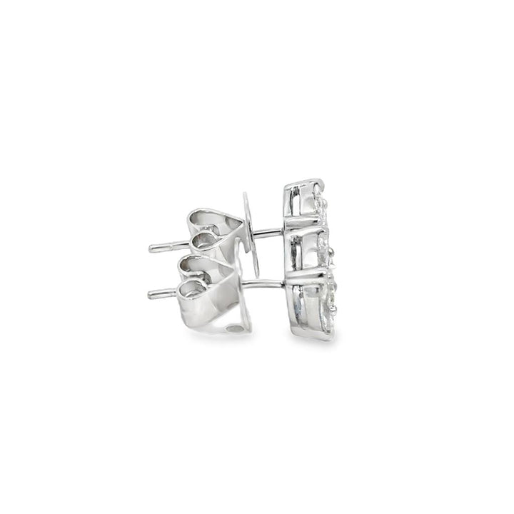 Diamond Cluster Stud Earrings – 1.75 CTW, 18K White Gold
