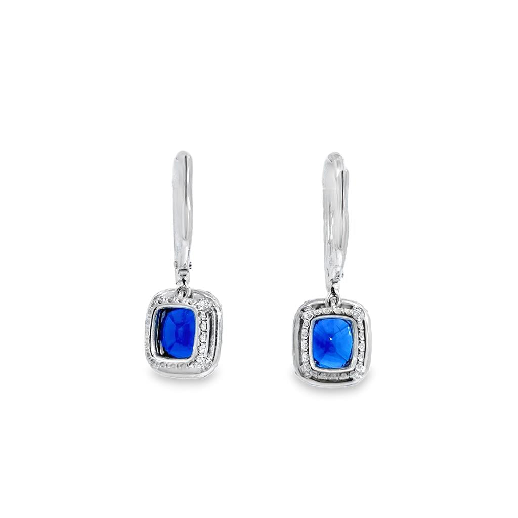 3.52 CTW Sapphire & 0.84 CTW Diamond 18K White Gold Drop Earrings